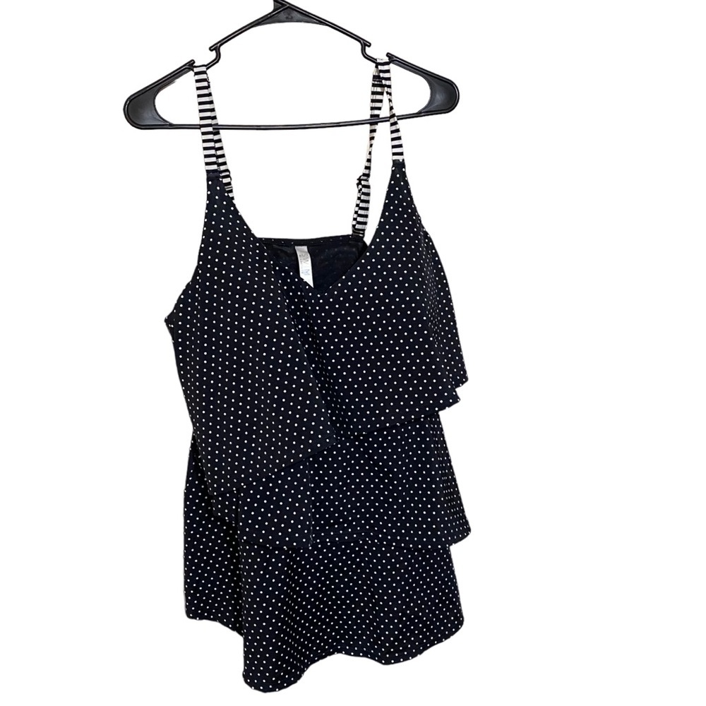 Lane Bryant Swim 2 piece swim suit black and white polka dot size 22 preowned